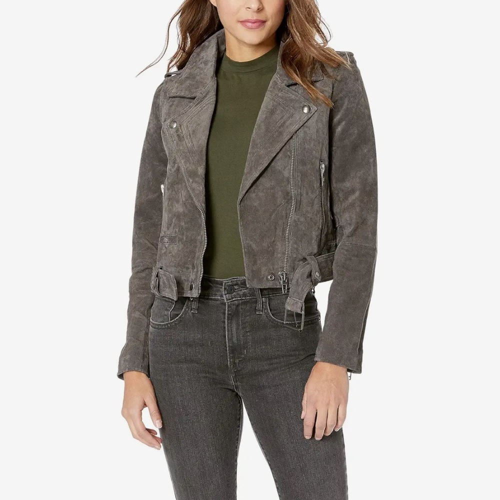 Blank NYC Grey Suede Moto Jacket